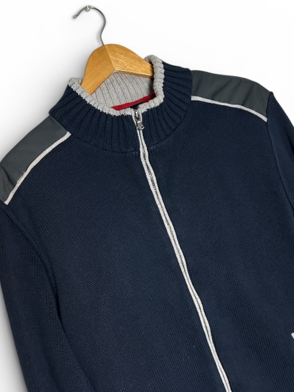Holebrook Cotton Full Zip Windproof Navy Knit Sweater Jacket Size M